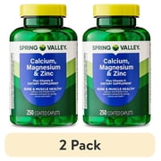2 pack Spring Valley Calcium, Magnesium & Zinc Plus Vitamin D3 Coated Caplets, 250 Count