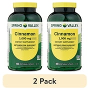 2 pack Spring Valley Cinnamon Dietary Supplement Vegetarian Capsules for Metabolism Support, 1000 mg, 400 Count
