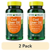 (2 pack) Spring Valley Cod Liver Oil Plus Vitamins A & D3 Dietary Supplement, 100 Count