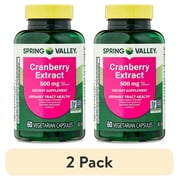 2 pack Spring Valley Cranberry Extract Urinary Tract Support Vegetarian Capsules, 500mg, 60 Count