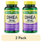 (2 pack) Spring Valley DHEA Dietary Supplement Tablets for Sugar Metabolism, 50 mg, 50 Count