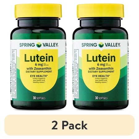 (2 pack) Spring Valley Lutein with Zeaxanthin Dietary Supplement Softgels for Vision & Eye Health, 6 mg, 30 Count