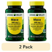 (2 pack) Spring Valley Maca Dietary Supplement Vegetarian Capsules for General Wellness, 500 mg, 90 Count