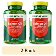 2 pack Spring Valley Norwegian Salmon Dietary Supplement Softgels for Heart Health, 1000 mg, 120 Count