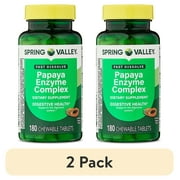 (2 pack) Spring Valley Papaya Enzyme Complex Chewable Tablets Dietary Supplement, Digestive Health, 180 Count
