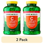 2 pack Spring Valley Vitamin C with Rose Hips, 1000 mg, 500 Count, Dietary Supplement Tablets