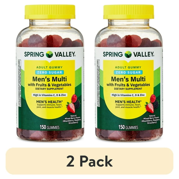 (2 pack) Spring Valley Zero Sugar Men's Multi Gummy, 150 Count