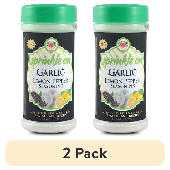 (2 pack) Sprinkle On Garlic Lemon Pepper Seasoning, 9-Ounce Bottle