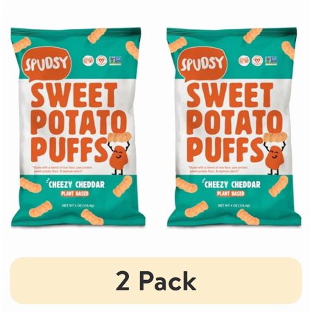 (2 pack) Spudsy Sweet Potato Puffs, Cheesy Cheddar, Shelf-Stable, 4 oz Bag