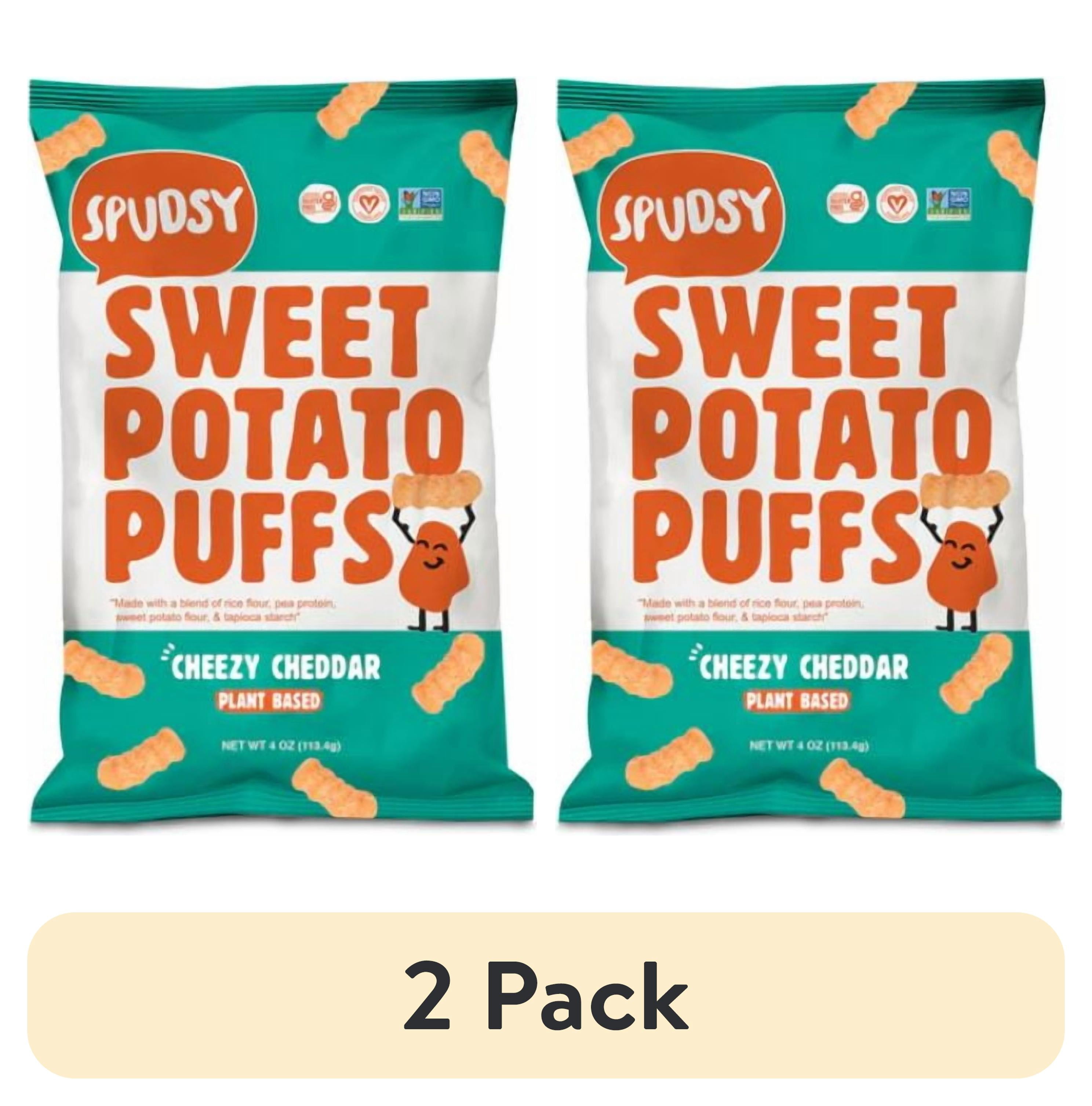 (2 pack) Spudsy Sweet Potato Puffs, Cheesy Cheddar, Shelf-Stable, 4 oz Bag