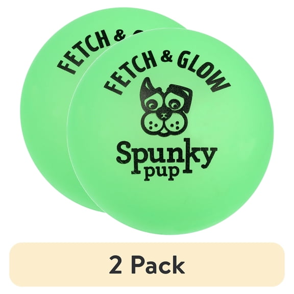 (2 pack) Spunky Pup Fetch & Glow Ball Medium Dog Toy