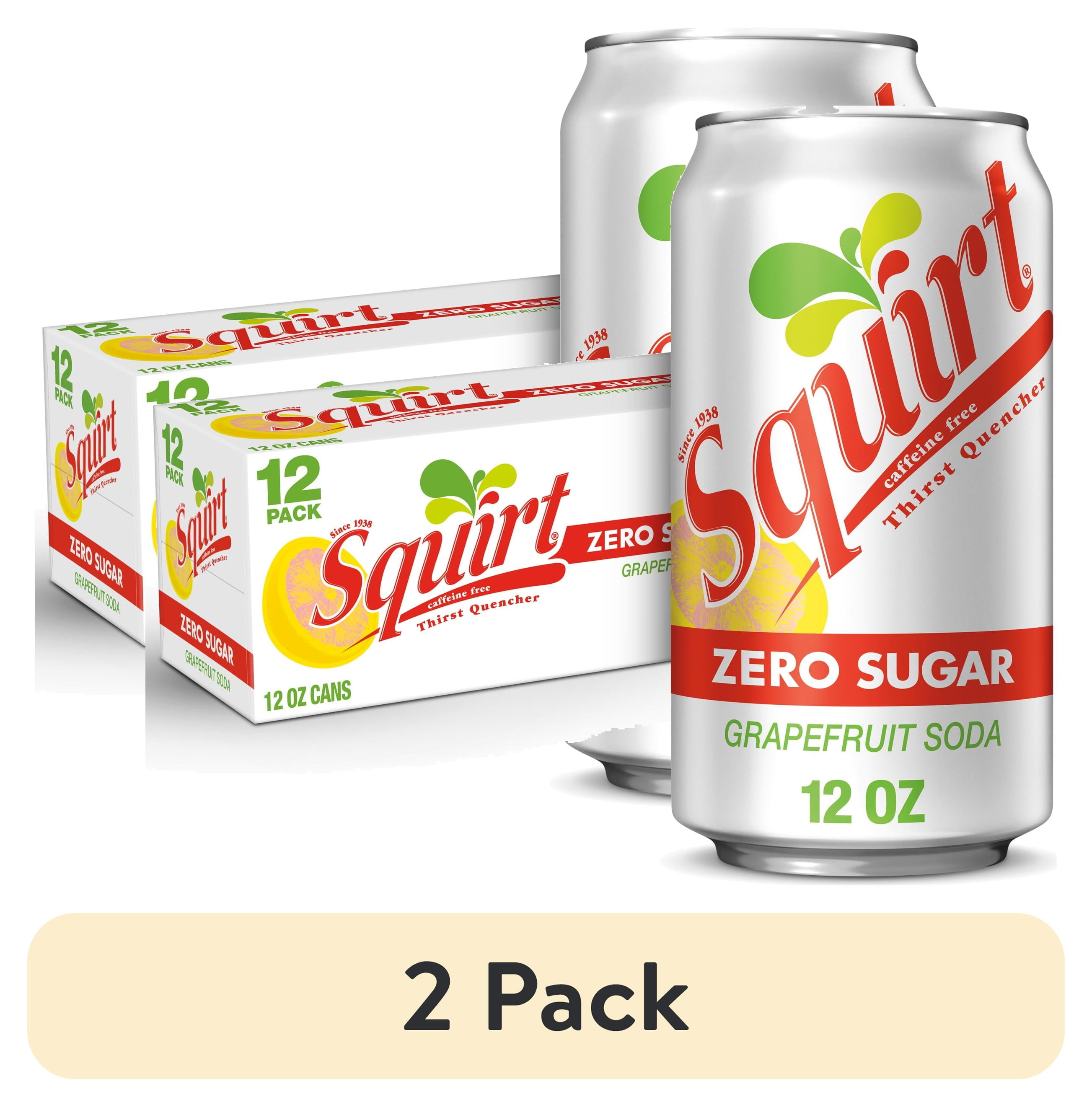 (2 pack) Squirt Zero Sugar Grapefruit Soda Pop, 12 fl oz, 12 Pack Cans