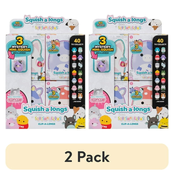 (2 pack) Squishmallows Squish-a-Longs Clip-a-Longs – 1 Random Mini Plush, Styles May Vary