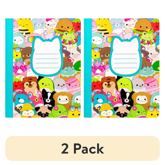 (2 pack) Squishmallows Multi Squishmallows College Ruled Composition Notebook,100 Sheets, Multi Color