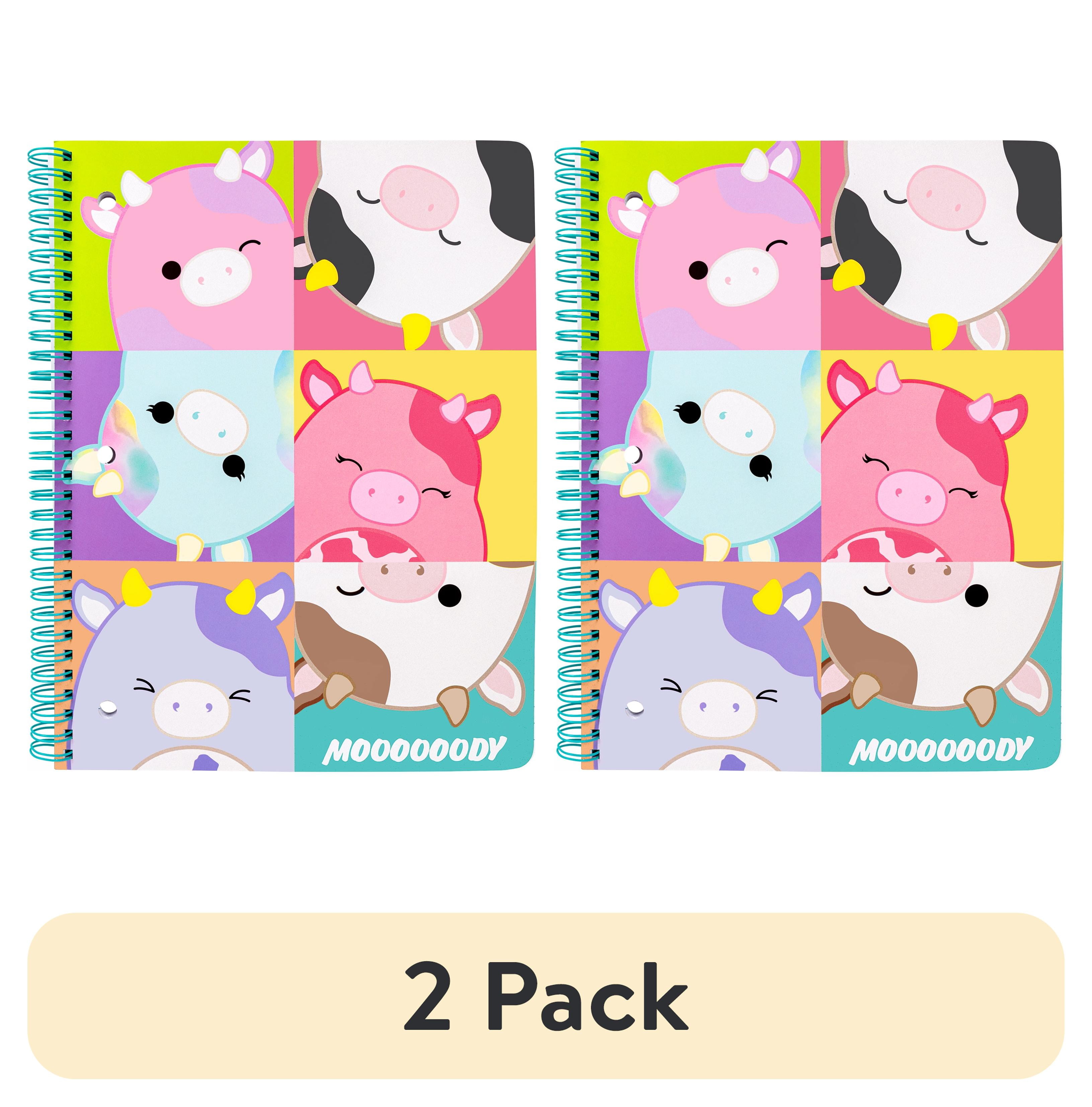 (2 pack) Squishmallows Multi Squishmallows Cows College Ruled Spiral Notebook, 80 Sheets, Multi Color