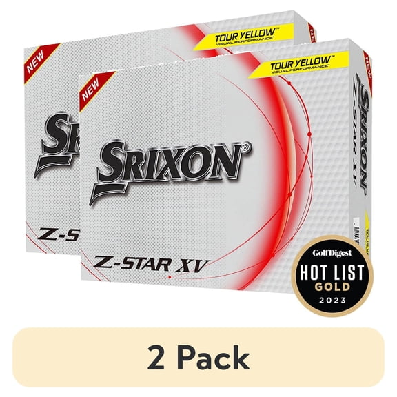(2 pack) Srixon Z-Star XV Golf Balls, Yellow, 12 Pieces