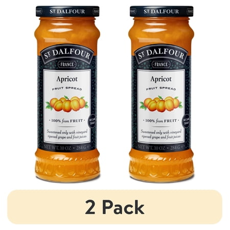 (2 pack) St Dalfour Apricot Fruit Spread, 100% from Fruit, Vegan & Gluten Free, 10 oz Jar