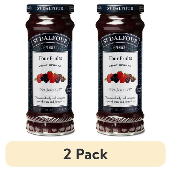 (2 pack) St Dalfour Four Fruits Spread, 100% from Fruit, Vegan & Gluten Free, 10 oz Jar