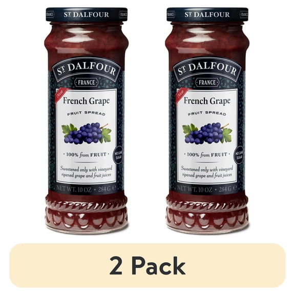 (2 pack) St. Dalfour French Grape Fruit Spread, 100% from Fruit, Vegan & Gluten Free, 10 oz Jar