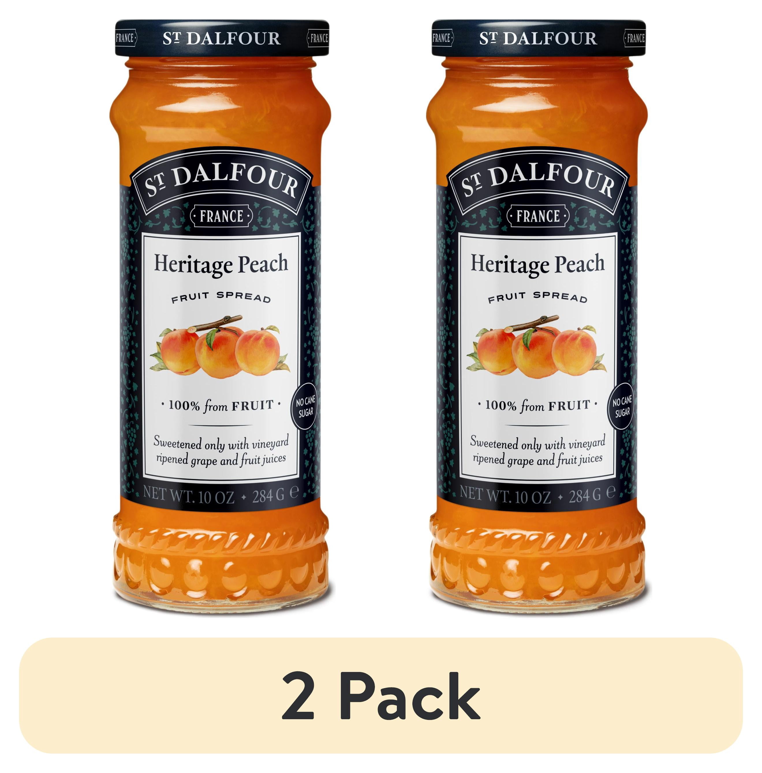 (2 pack) St Dalfour Heritage Peach Fruit Spread, 100% from Fruit, Vegan & Gluten Free, 10 oz Jar