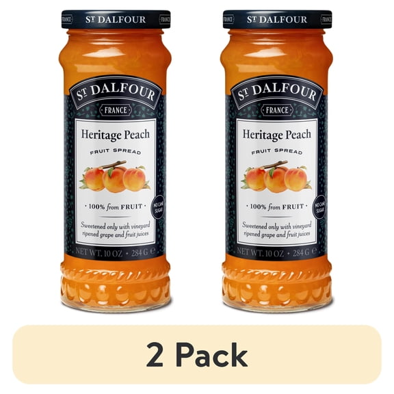(2 pack) St Dalfour Heritage Peach Fruit Spread, 100% from Fruit, Vegan & Gluten Free, 10 oz Jar