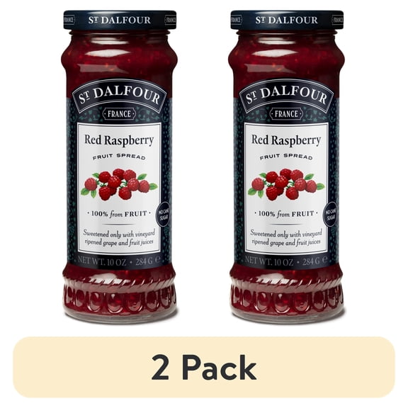 (2 pack) St Dalfour Raspberry Fruit Spread, 100% from Fruit, Vegan & Gluten Free, 10 oz Jar