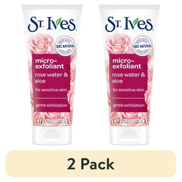 (2 pack) St. Ives Micro Face Exfoliant Rose Water & Aloe Facial Exfoliator for Sensitive Skin 6 oz​