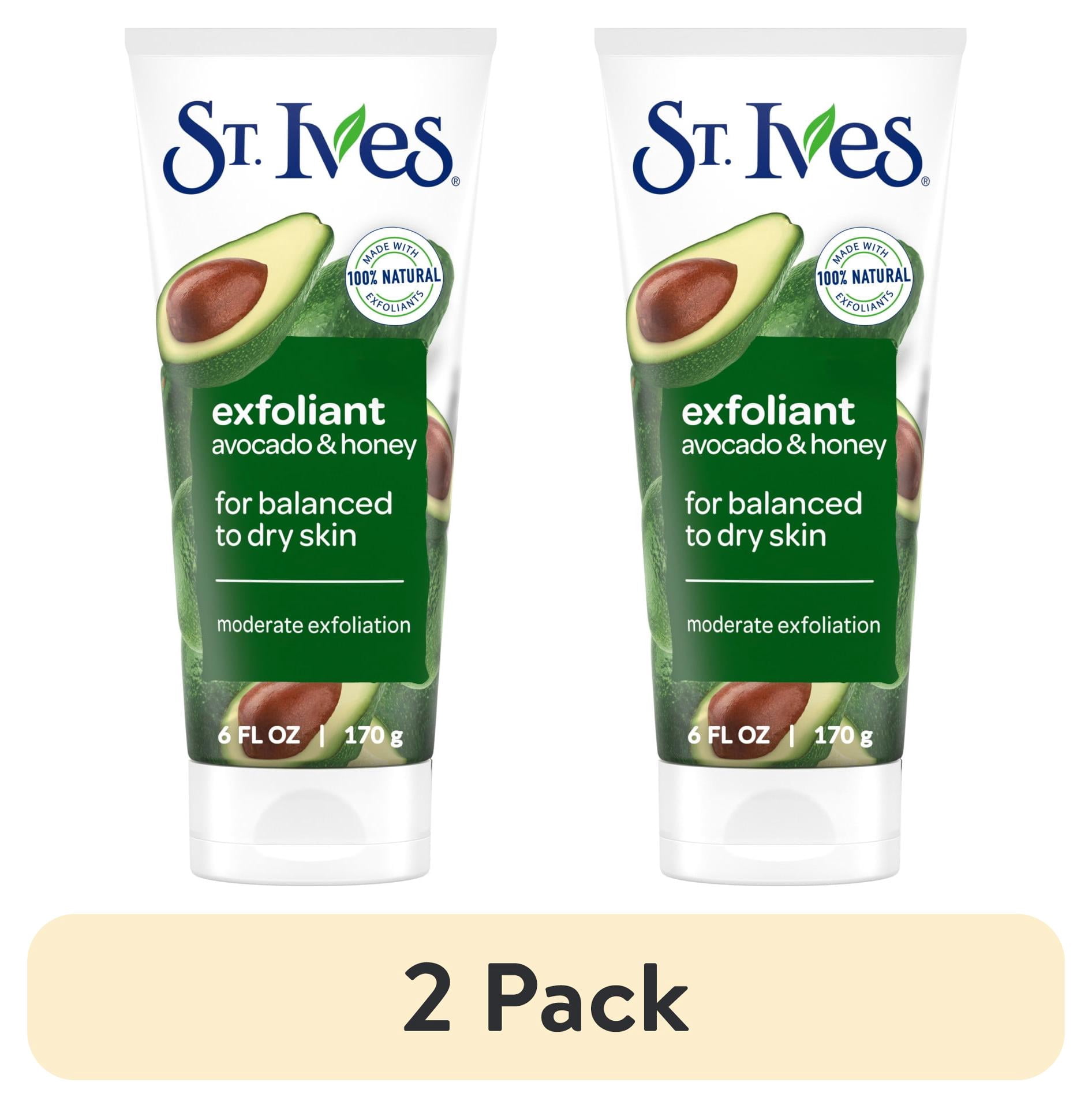 (2 pack) St. Ives Avocado & Honey Face Scrub, Moderate Exfoliating Face Wash with Natural Exfoliants, 6oz