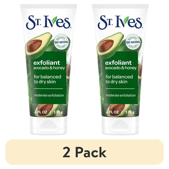 (2 pack) St. Ives Avocado & Honey Face Scrub, Facial Exfoliant for Balanced to Dry Skin, 6 oz​
