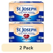 (2 pack) St. Joseph Aspirin Pain Reliever (NSAID) 81mg, Enteric Safety Coated, Adult Low Dose Regimen, 120 Ct.