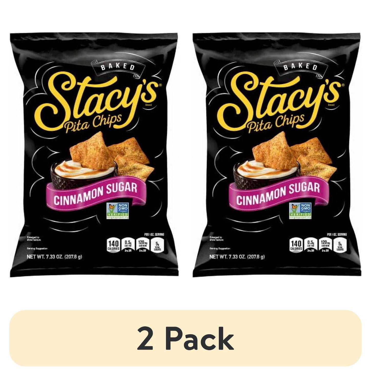(2 pack) Stacy's Cinnamon Sugar Flavored Baked Pita Chips Snacks 7.33 oz - Pack of 2