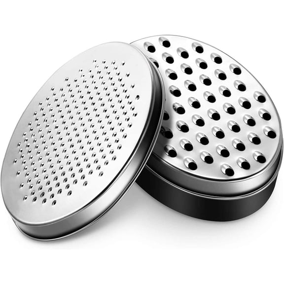 2 pack Stainless Steel Cheese Grater with Airtight Storage Container - Box Grater for Shredder for Parmesan, Cheddar, Vegetables, Chocolate, Nutmeg - Includes Lemon for Citrus, Ginger, Butter
