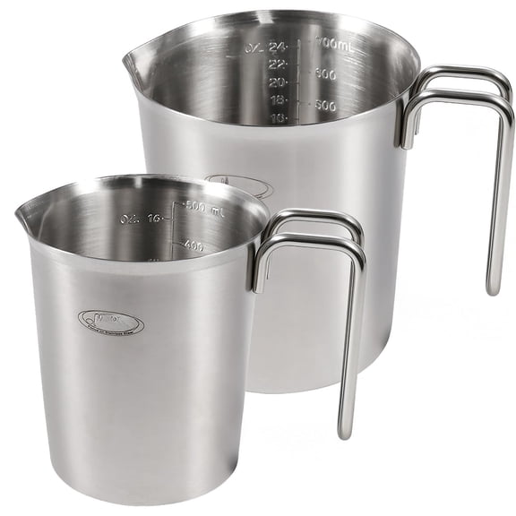 2-pack Stainless Steel Measuring Cups Set  (3 Marking Including Cup/ml/oz Scale) (2 & 3 Cup) Metal Cup With Handle For Prepping Baking And Cooking Dishwasher Microwave Safe