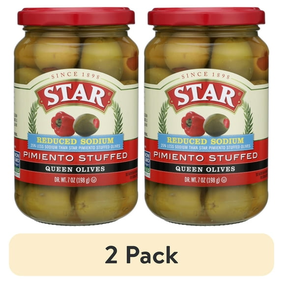 (2 pack) Star® Pimiento Stuffed Queen Olives 7 oz Glass Jar