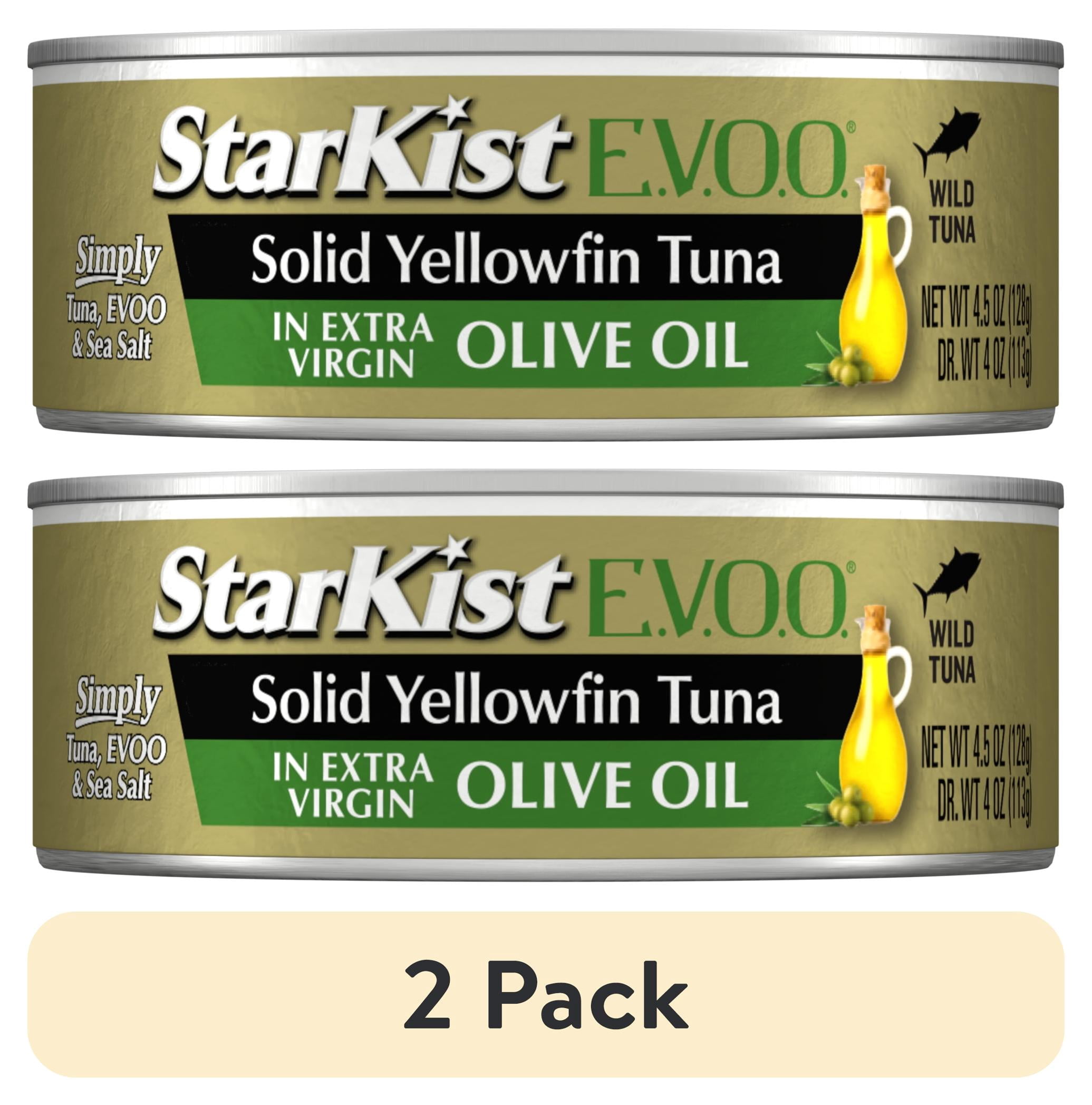(2 pack) StarKist Selects E.V.O.O. Solid Wild Caught Yellowfin Tuna in Extra Virgin Olive Oil, 26g Protein, 4.5 oz Can