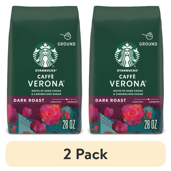 (2 pack) Starbucks Caffè Verona, Ground Coffee, Dark Roast Hot or Iced Coffee, 28 oz