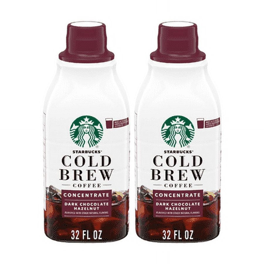 (2 pack) Starbucks Dark Chocolate Hazelnut Naturally Flavored, Bottled Cold Brew Coffee Concentrate Drink, 32 oz