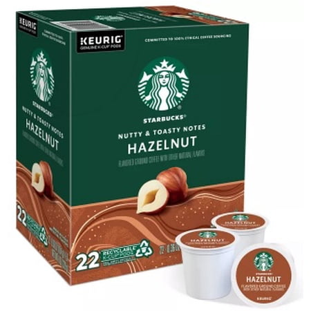 (2 pack) Starbucks Hazelnut, Hot or Iced Coffee, Flavored K-Cup Coffee Pods, 22 Count