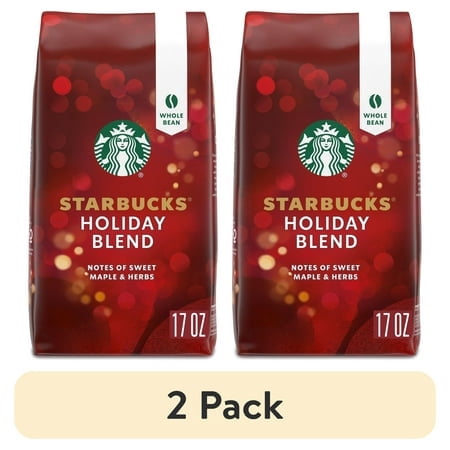 (2 pack) Starbucks Holiday Blend, Medium Roast Whole Bean Coffee, Holiday Limited Edition, 17 oz