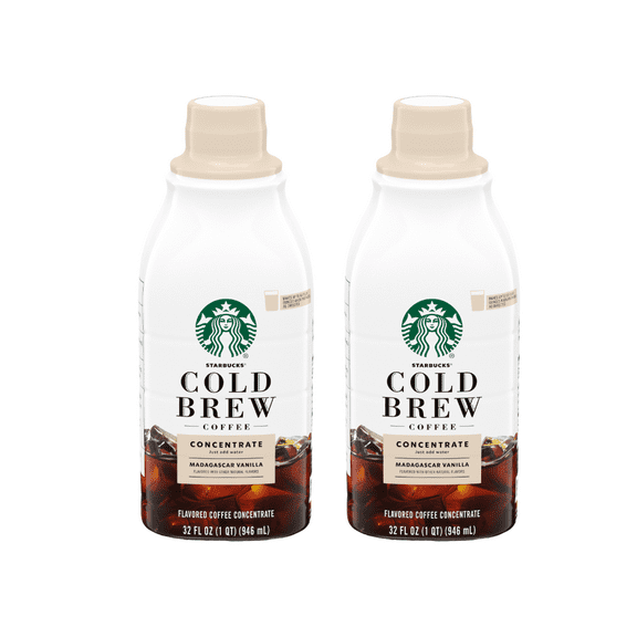 (2 pack) Starbucks Madagascar Vanilla, Cold Brew Coffee Concentrate, Iced Coffee, 32 fl oz