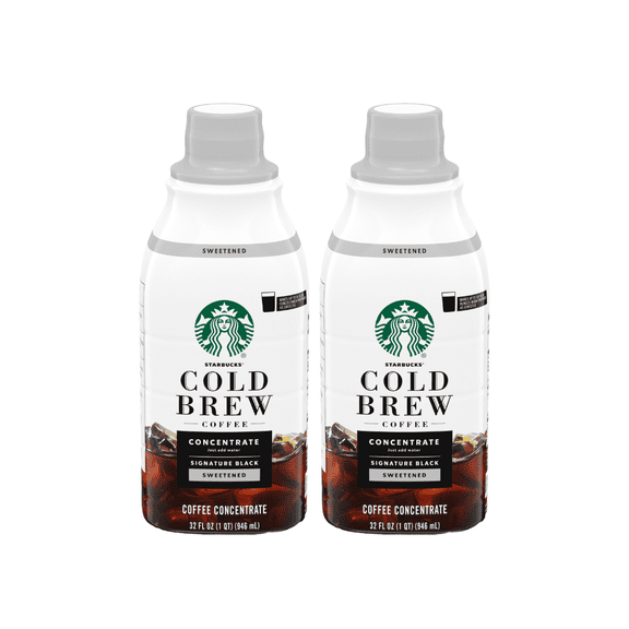 (2 pack) Starbucks Sweetened Signature Black, Cold Brew Coffee Concentrate, Iced Coffee, 32fl oz