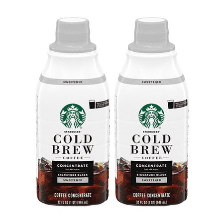 (2 pack) Starbucks Sweetened Signature Black Cold Brew Coffee Concentrate, Multi-Serve, 32 fl oz