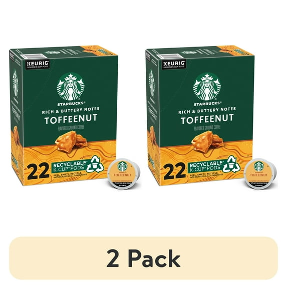 (2 pack) Starbucks, Toffeenut Naturally Flavored Medium Roast K-Cup Coffee Pods, 22 Count K Cups