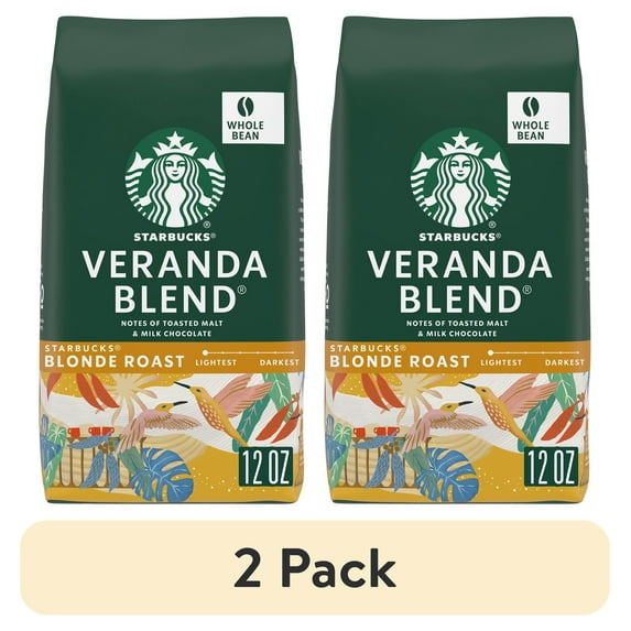 (2 pack) Starbucks Veranda Blend Starbucks Blonde Roast Hot or Iced Whole Coffee Beans