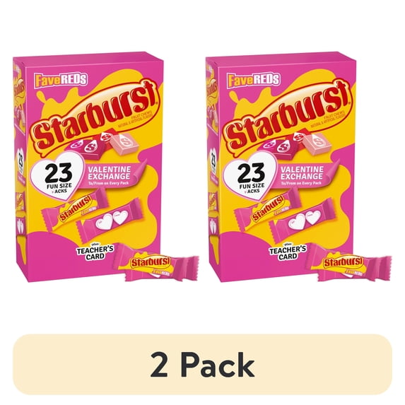(2 pack) Starburst FaveReds Chewy Candy Valentine Gift Exchange Fun Size, 23 Count, 8.11 oz Box