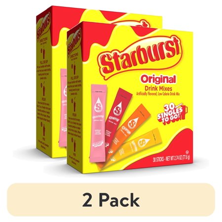 (2 pack) Starburst Zero Sugar Variety pack Singles To Go Powdered Drink Mix, Original, 30 Count Packets