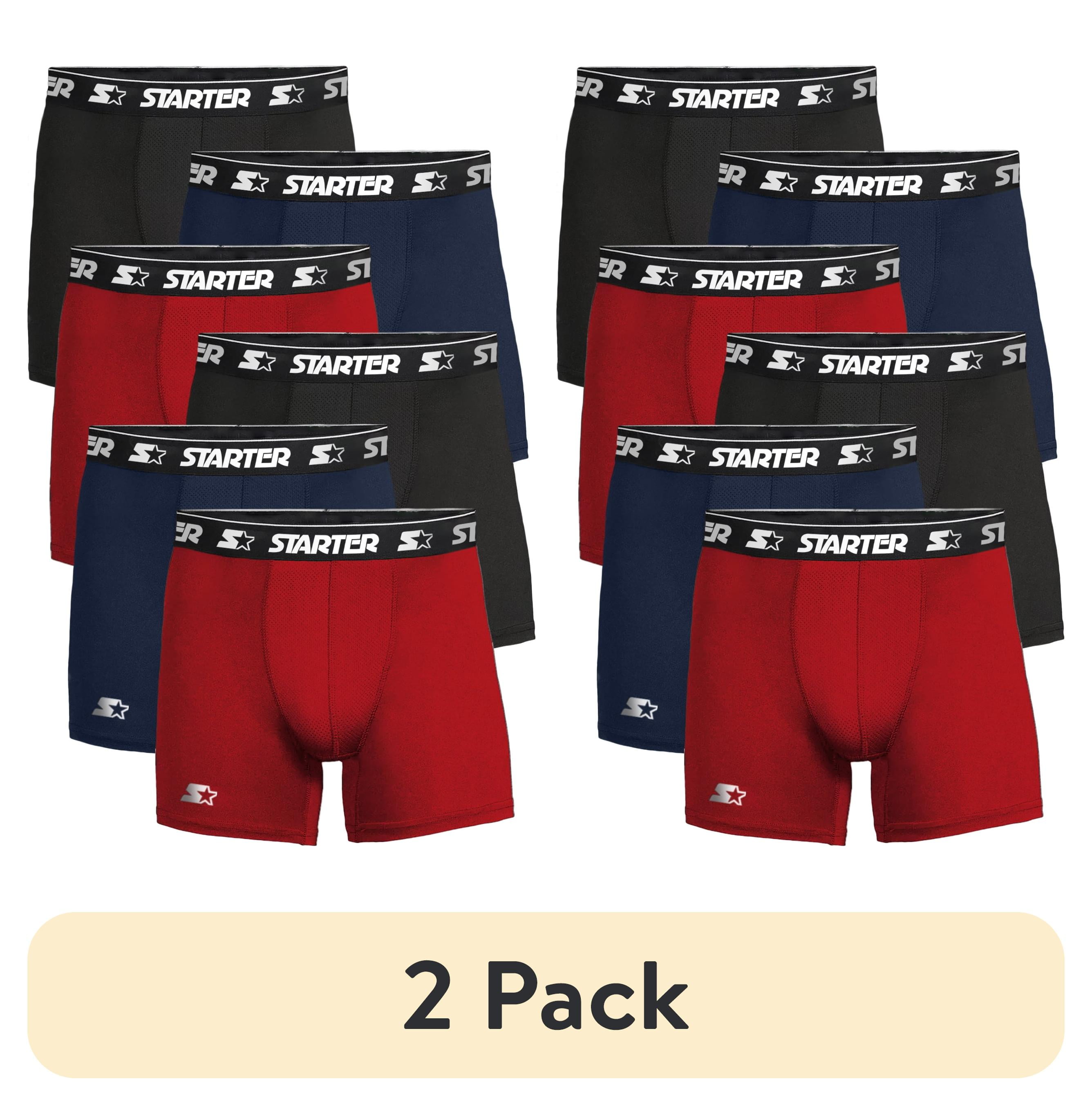 (2 pack) Starter Men’s and Big Men’s Active Performance Boxer Briefs, 6-Pack, Sizes S-5X