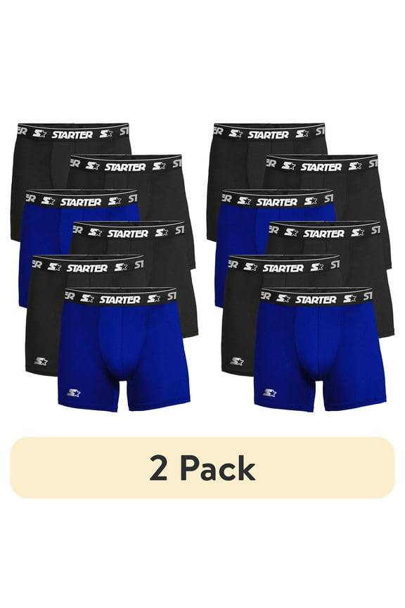 (2 pack) Starter Men's Breathable Polyester Boxer Briefs, Multicolor (6 Pack)
