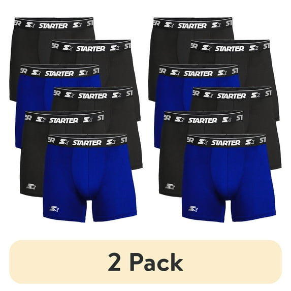 (2 pack) Starter Men's Breathable Polyester Boxer Briefs, Multicolor (6 Pack)