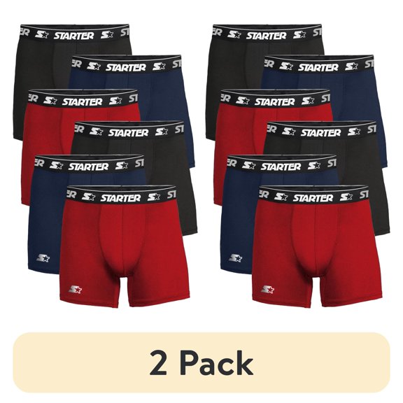 (2 pack) Starter Men’s Features Cotton Boxer Briefs, Multicolor (6 Pack)
